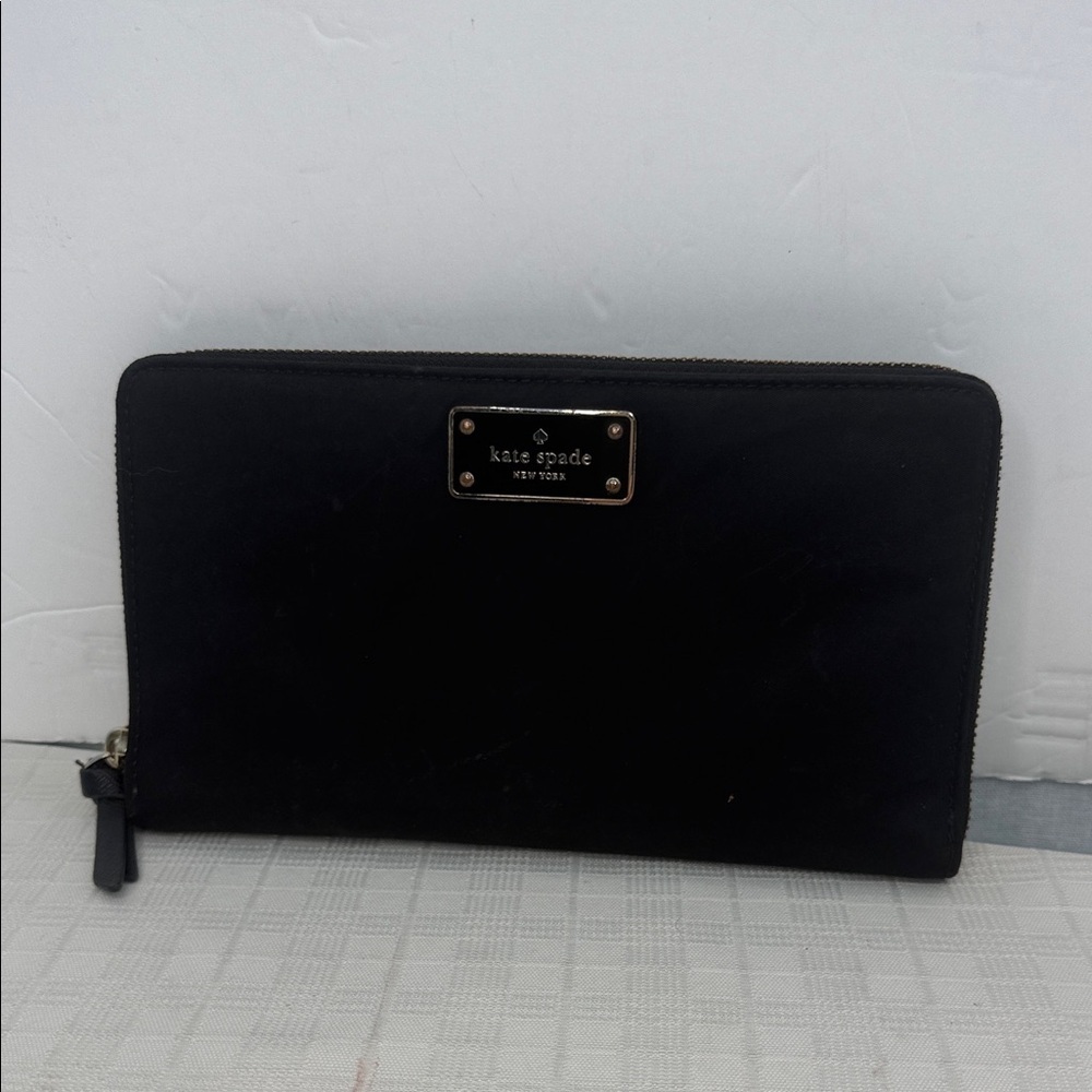Kate Spade Black Large Zip Around Wallet Kaden Wilson Road Nylon